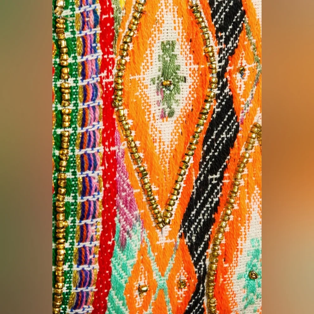 Handmade Hand Beaded Wristlet Clutch - Ethnic Inspired Design - Bright Colorful